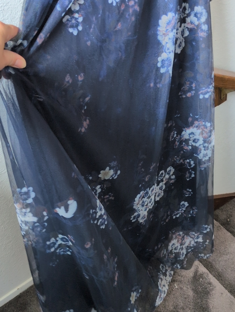 ✨ Nwt Baltic Born Layla Navy Tulle Maxi Dress In Blue Multi Floral Size M - Picture 6 of 8